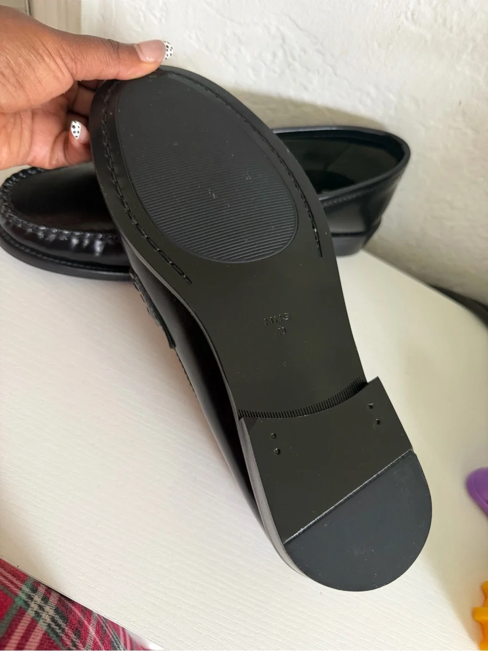 Mango Black Leather Penny Loafers for Men
